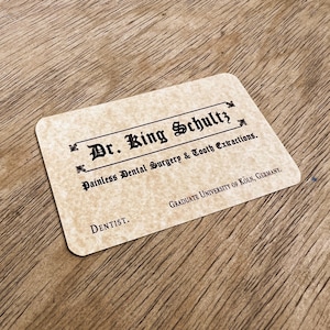 Dr King Schultz Django Unchained Replica Prop Business Card