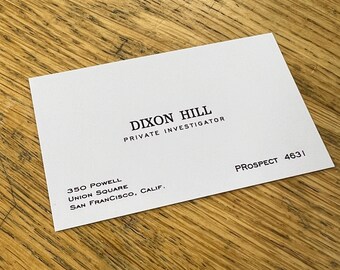 ST: TNG Dixon Hill Business Card Replica Prop Cosplay Pickard