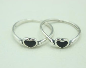 1 piece, silver ring made of 925 silver, heart with onyx stone sizes 52,55,57 #10201191-onyxherz,