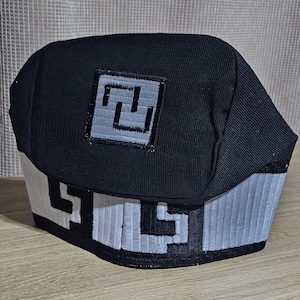 New Nigeria  Black Aso Oke Cap/Fila fully embroidered with white/black  for men .