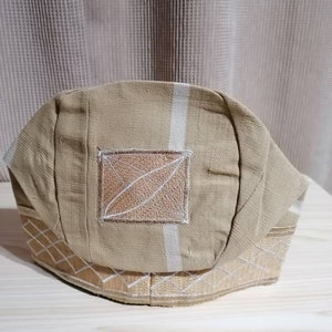 New Nigeria Light Brown &quot;SANYAN&quot; Embroidered Men’s Cap /Fila in Aso Oke