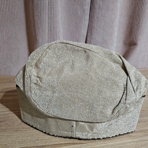 New Nigeria Champagne Gold  Men&#39;s Aso Oke Cap/Fila with brown embroidery.