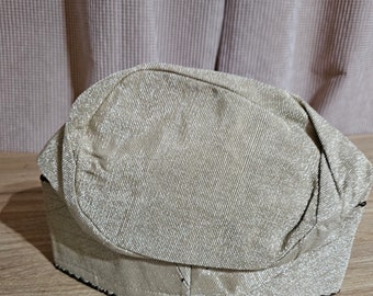 New Nigeria Champagne Gold  Men's Aso Oke Cap/Fila with brown embroidery.