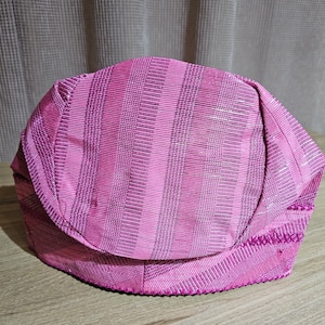 Nigeria Men&#39;s Pink Aso oke Cap/Fila.  Matching gele/Ipele are available for women