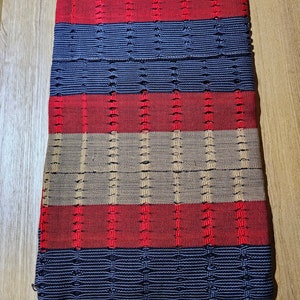 Neu Nigeria Damen Navy/ Wein Mix Gele/Ipele Aso Oke &quot;ONJAWU&quot; Für Herren sind passende Mützen erhältlich.