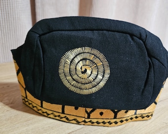 Nigeria Men&#39;s Black with Gold embroidery Aso Oke Cap/Fila