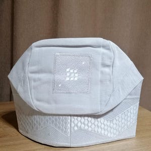 New Nigeria Men&#39;s White with Embroidery Aso Oke Cap/Fila