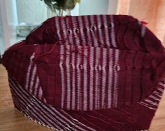 Nueva gorra/Fila bordada Nigeria Burgungy para hombre en Aso Oke