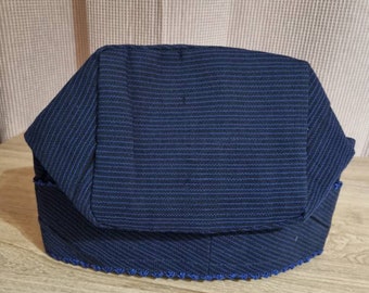 New Nigeria Aso Oke &quot;ETU&quot; Navy Blue embroidered Fila/Cap  for men
