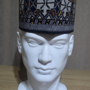 Africa/Nigeria/Hausa Men&#39;s Cap/Fila. Suitable for all occasions.  Grey/Blue  Mix Colour