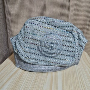 NEW NIGERIAN Silver with Multi and Embroidery Fila Cap Aso Oke Cap