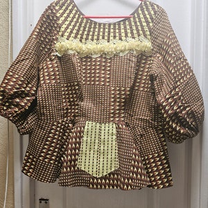 African Ladies Brown and yellow Original Woodin/Ankara Long Skirt and Blouse