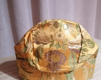 新しいナイジェリアの男性用ゴールドとグリーンのダマスク キャップ