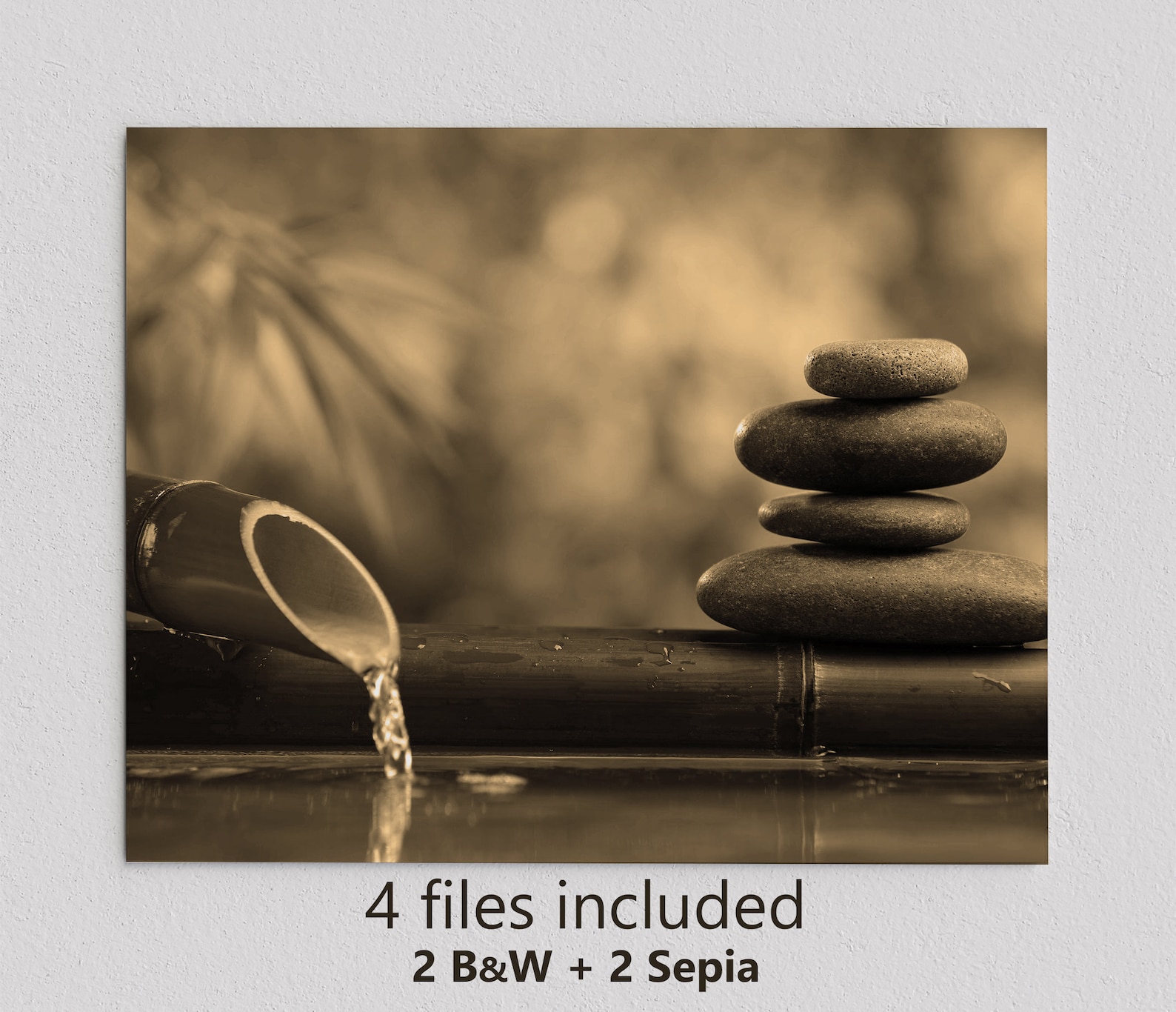 Spa Black and White/sepia Poster, Spa Garden Print, Spa Wall Art, Zen