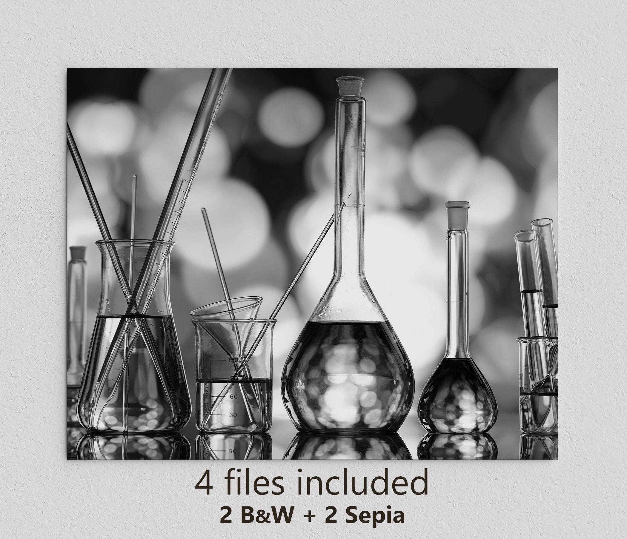 Chemistry Black and White/sepia Poster, Chemistry Wall Art, Pharmacy