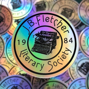 JB Fletcher Literary Society Holographic 2 inch by 2 inch Sticker 1980s Murder Mystery Retro Television Stickers Crime Show Sticker Gift