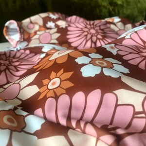 Retro 70s Floral One Piece Swimsuit Women Long Sleeve Rash Guard - Closeup - Shop Lucky Suzy on Etsy