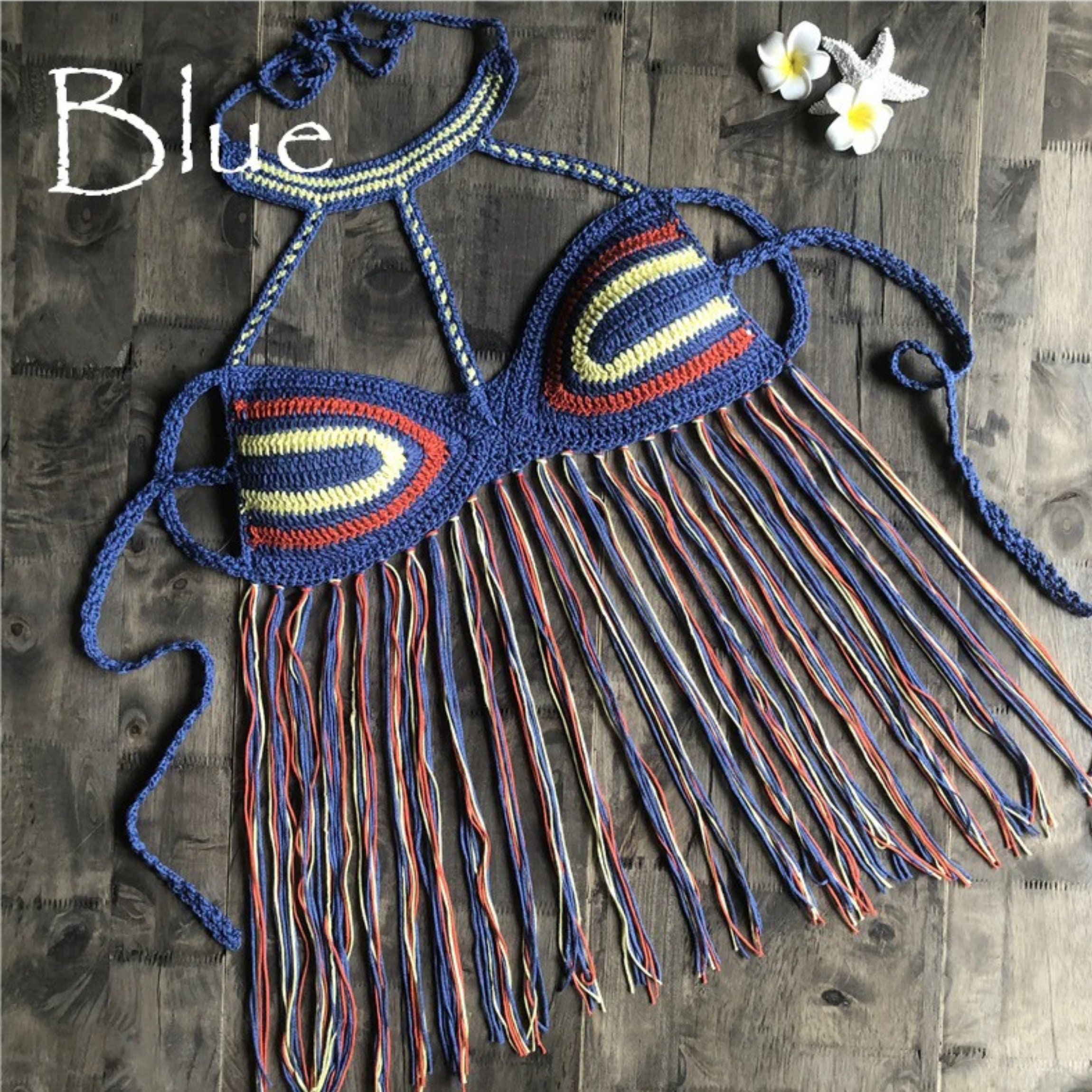 Crochet Fringe Bikini Top Handmade Crotchet Swimsuit Boho Etsy