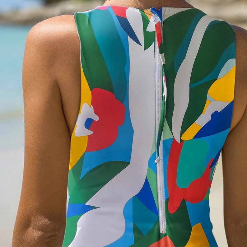 Abstract Print Swimsuit Vintage Inspired One-piece Bathing - Etsy