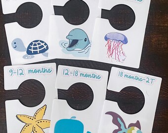 Ocean Animal Closet Dividers for Baby – Newborn to 2T Nursery Organizer, Sea Theme Baby Shower Gift, Double-Sided Wardrobe Divider