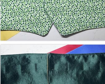 XL Shadbelly Points, Green shimmer and shades of green, Points for Derby, Dressage Points, Reversible, added length-see description