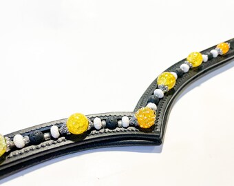 Custom beaded browband-choose your size, shape, & color band, choose bead colors too!