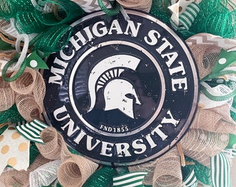 Custom Michigan State Spartans wreath, made to order-picture is just a sample