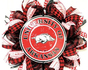 Custom University of Arkansas wreath, made to order-picture is just a sample