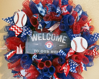 Custom Texas Rangers wreath, made to order-picture is just a sample
