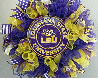 Custom LSU wreath, made to order-picture is just a sample