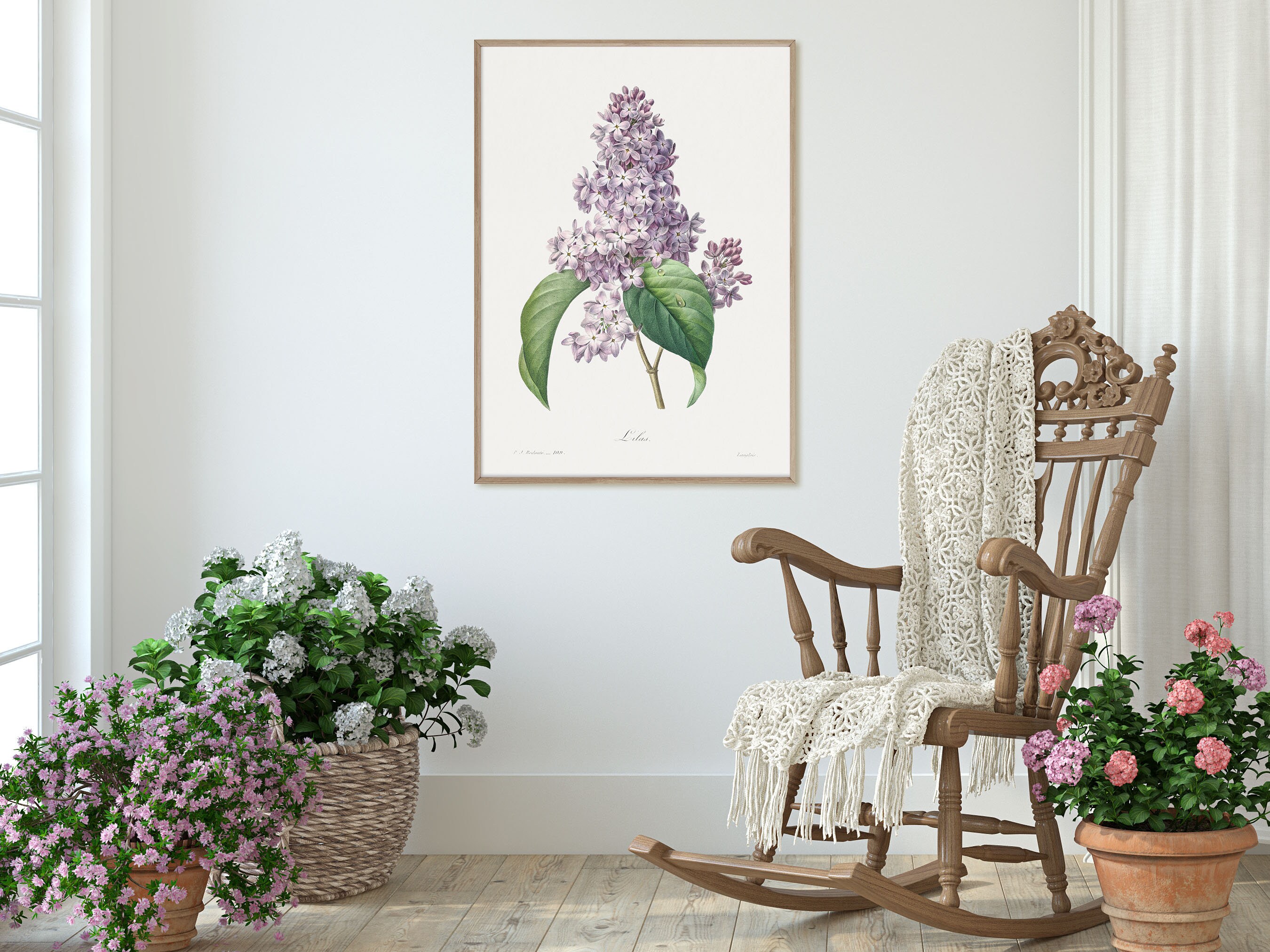 Lilac Print Spring Wall Art Vintage Flower Print Antique Etsy