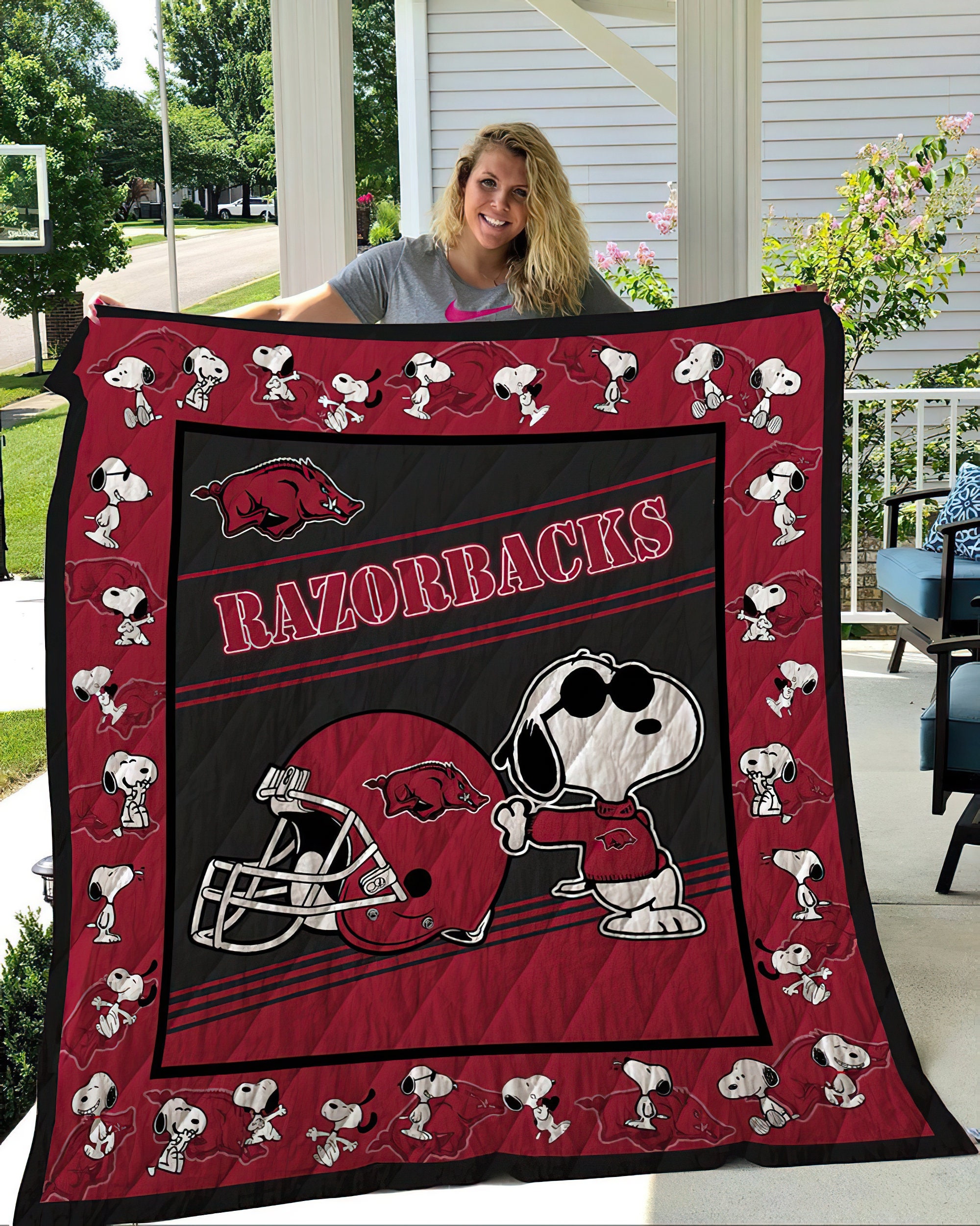 Arkansas Razorbacks Quilt Blanket Arkansas Razorbacks Fleece Etsy