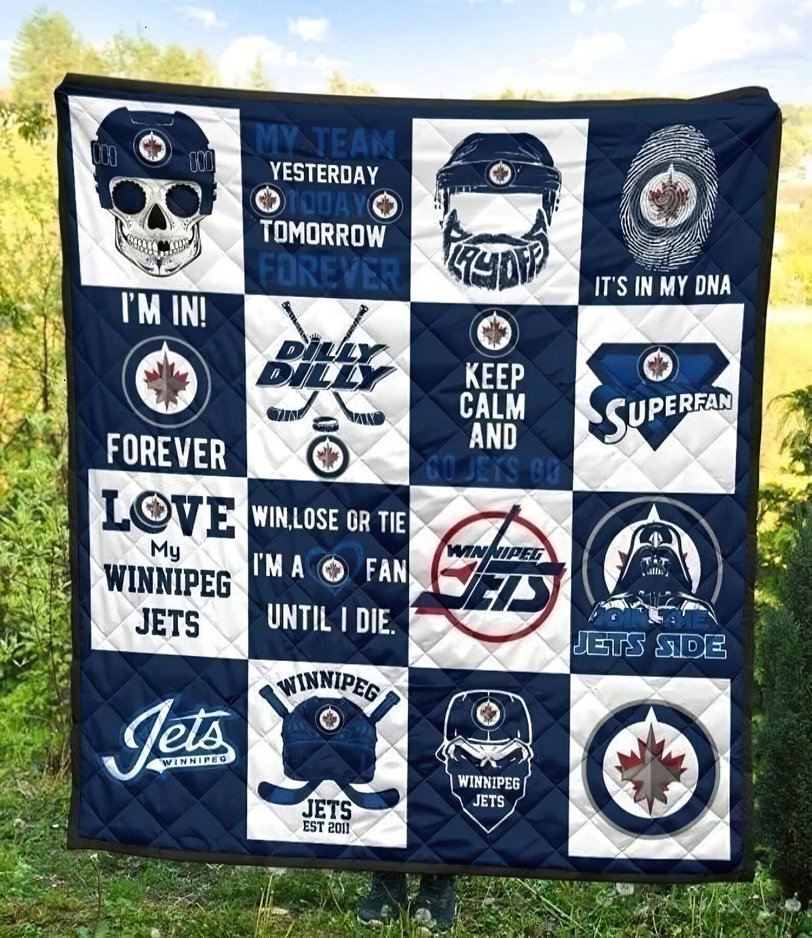 Winnipeg Jets Quilt Blanket Winnipeg Jets Fleece Blanket Etsy