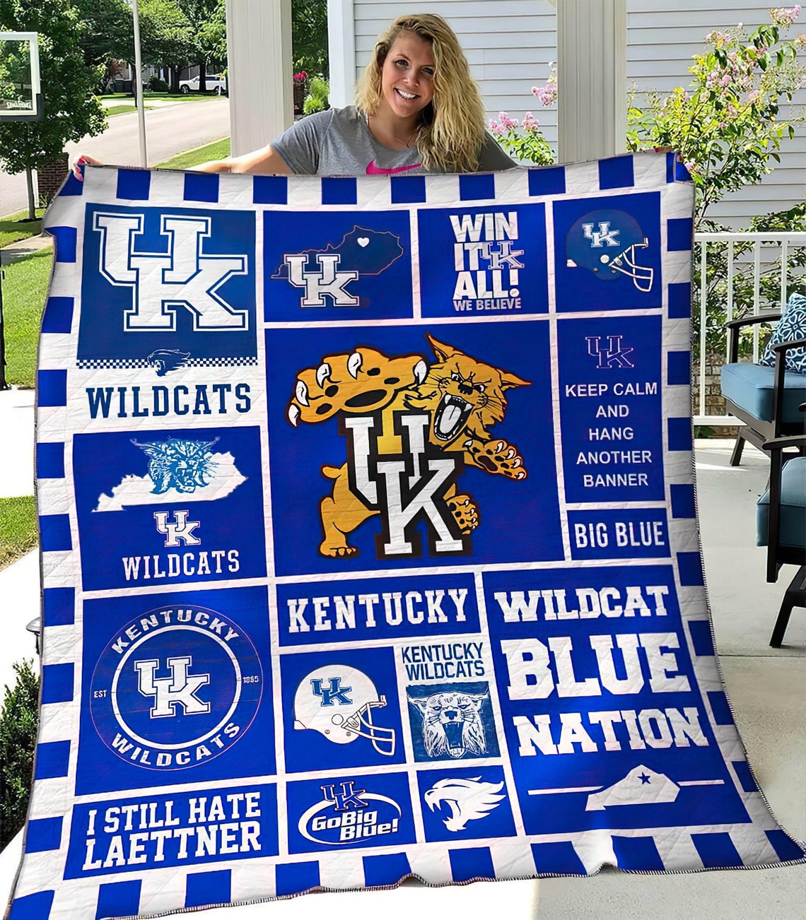 Kentucky Wildcats Quilt Blanket Kentucky Wildcats Fleece Etsy