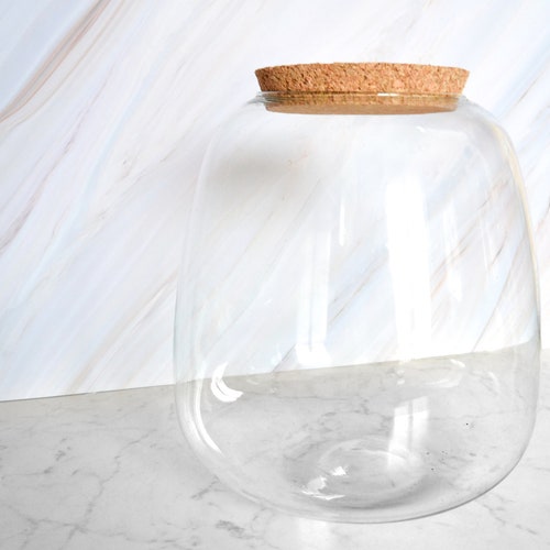 RECYCLED GLASS Jar 8l Cork Lid Storage or Terrarium Etsy UK