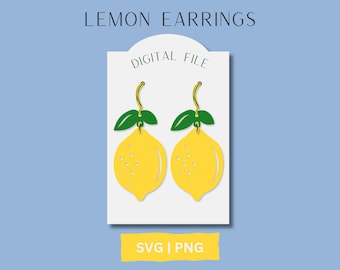 Citroen oorbellen SVG, fruit oorbel gesneden SVG, Glowforge bestand, laserbestand, unieke oorbel SVG, citrus gesneden oorbel, zomer oorbel bestand, cricuit