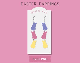Easter Peeps Earring SVG, Spring Earring Cut SVG, Glowforge File, Laser File, Bunny Rabbit Earring SVG, Peeps Earring, Leather Cut, Cricuit
