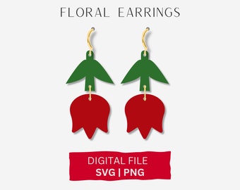 Rose Blumen Ohrring SVG, Frühling Ohrring geschnitten SVG, Glowforge-Datei, Laser-Datei, Muttertagsohrring SVG, Blumenohrring, Leder geschnitten Datei