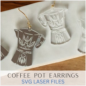 Moka Pot Coffee Earrings SVG, Espresso Earring Cut SVG, Glowforge-fil, Laserfil, Funky Earring SVG, Läder Cut, Cricuit