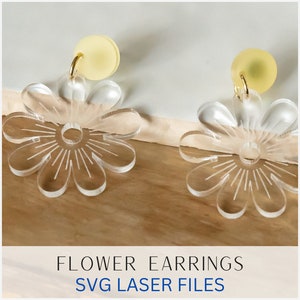 Flower Earring SVG, Spring Earring Cut SVG, Glowforge File, Laser File, Mother&#39;s Day Earring SVG, Floral Cut Earring, Leather Cut File