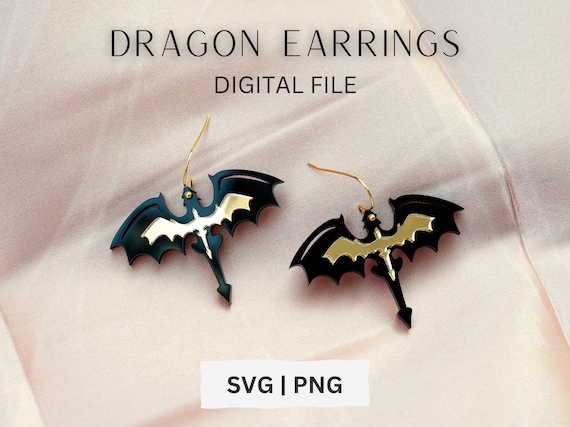 Dragon Earring SVG, Fantasy Earring SVG, Mystical Dragon SVG, Glowforge File, Laser Engraving File, Leather cut file, Cricuit svg file