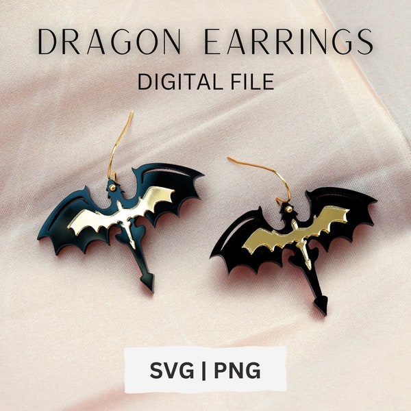 Dragon Earring SVG, Fantasy Earring SVG, Mystical Dragon SVG, Glowforge File, Laser Engraving File, Leather cut file, Cricuit svg file