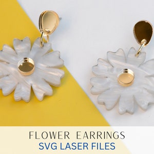 Flower Earring SVG, Spring Earring Cut SVG, Glowforge File, Laser File, Mother&#39;s Day Earring SVG, Floral Cut Earring, Leather Cut File
