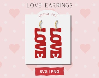 Liebe Ohrring SVG, Valentinstag Ohrring SVG, Liebe Ohrring SVG, Glowforge Datei, Laser Datei, Herz geschnitten Ohrring, Leder geschnitten Datei
