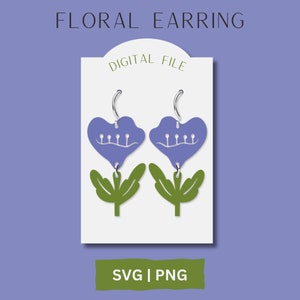 Flower Earring SVG, Spring Earring Cut SVG, Glowforge File, Laser File, Mother&#39;s Day Earring SVG, Floral Cut Earring, Leather Cut File