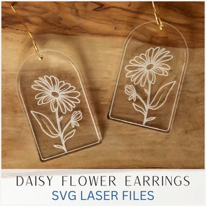 Flower Earring SVG, Spring Earring Cut SVG, Glowforge File, Laser File, Mother&#39;s Day Earring SVG, Floral Cut Earring, Leather Cut File