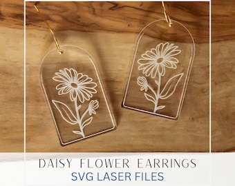 Flower Earring SVG, Spring Earring Cut SVG, Glowforge File, Laser File, Mother&#39;s Day Earring SVG, Floral Cut Earring, Leather Cut File