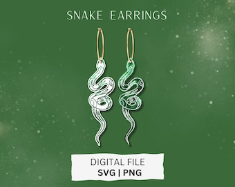 Snake Earring SVG, Fantasy Witchy Earring SVG, Halloween Earring SVG, Glowforge Laser File, Fantasy Earring svg, Gothic Earring svg