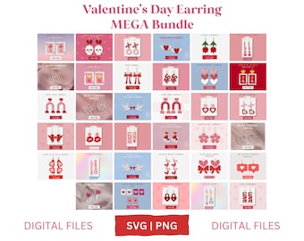 Valentinstag Ohrring BUNDLE mit 36 Designs, Valentinstag Ohrring SVG, Liebe Herz Ohrring SVG, Glowforge-Datei, Laser-Datei