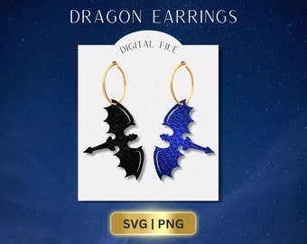 Dragon Earring SVG, Fantasy Earring SVG, Mystical Dragon SVG, Glowforge File, Laser Engraving File, Leather cut file, Cricuit svg file